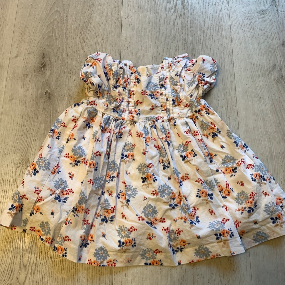 Janie & Jack Baby Girl White Ditsy Floral Smocked Dress 6-12 Months